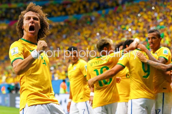 David Luiz and Brazil celebrate 2014 World Cup