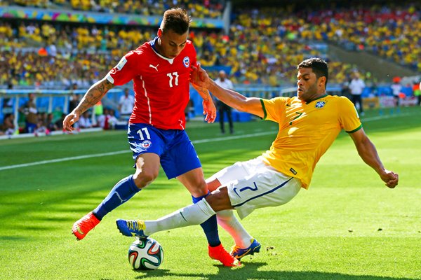 Hulk Brazil v Eduardo Vargas Chile 2014 World Cup