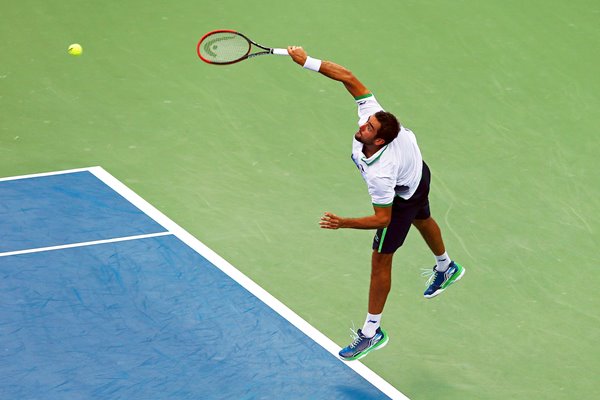 Marin Cilic Croatia serves 2014 US Open New York