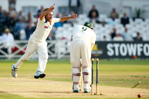 Ryan Sidebottom Celebrates Taking a Wicket