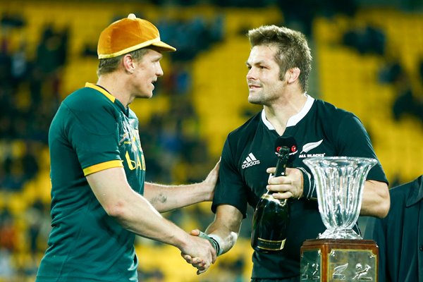 Richie McCaw presents Jean De Villiers 100th Cap Wellington 2014