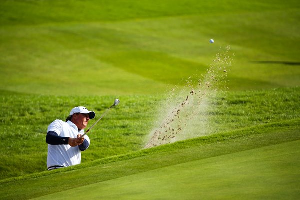 Phil Mickelson plays from bunker Ryder Cup 