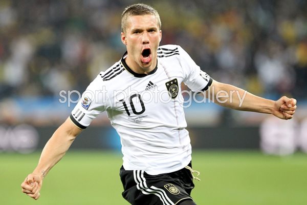 lukas Podolski celebrates v Australia 