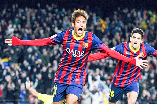Neymar of Barcelona celebrates scoring - La Liga
