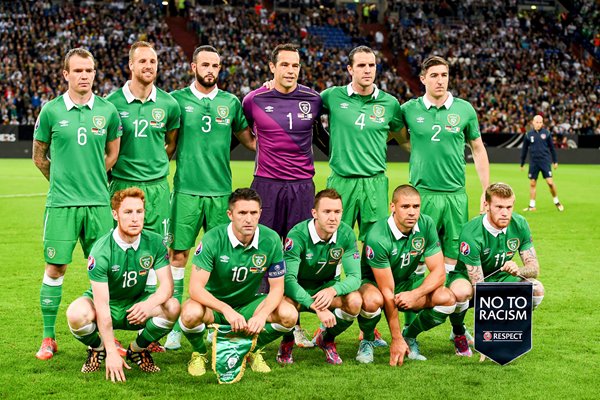 The Republic of Ireland team line up v Germany