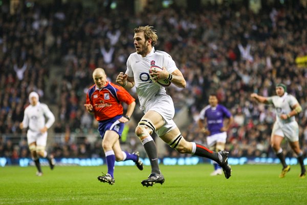 Tom Croft of England scores v Samoa