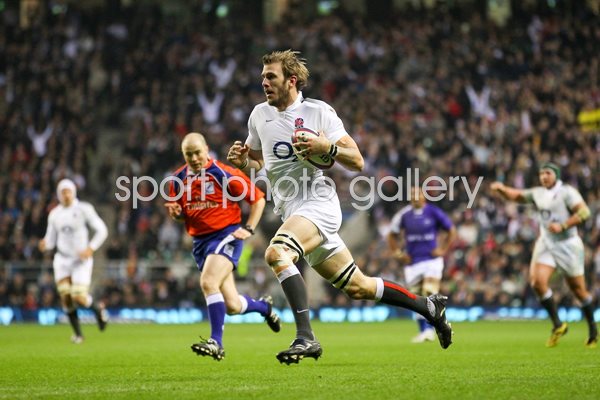 Tom Croft of England scores v Samoa
