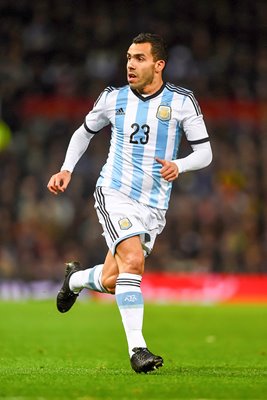 Carlos Tevez of Argentina in action