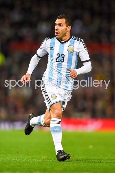 Carlos Tevez of Argentina in action