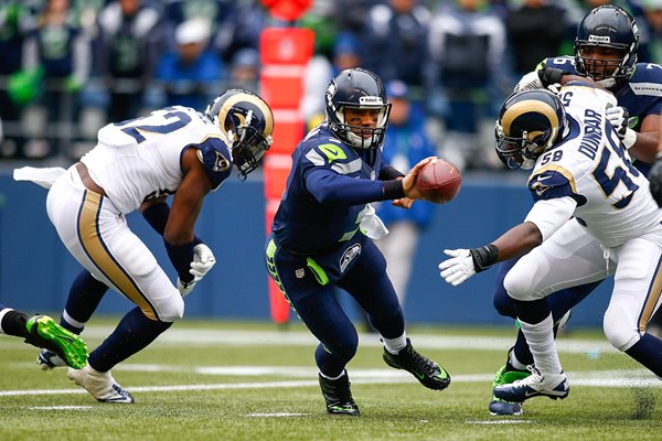 Russell Wilson Seattle Seahawks v Rams Playoffs 2014