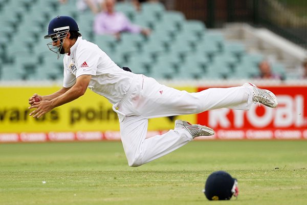 Alastair Cook catches Clarke - Adelaide 2010 Ashes