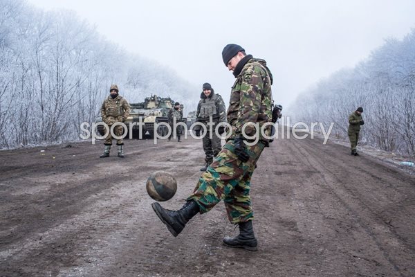 Ukrainian soldiers play football Ukraine 2015